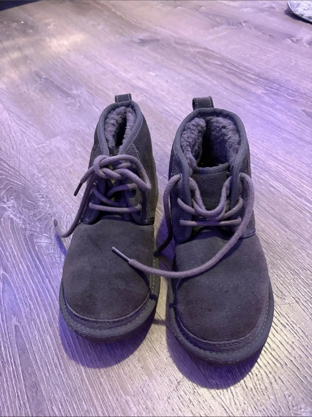 UGG Kids Dark Gray Lace-Up Suede Boots